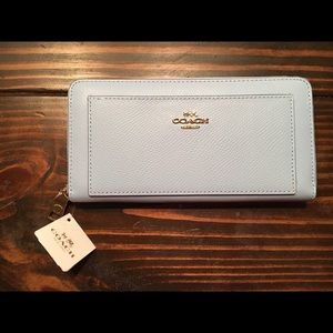 Coach pale blue zip wallet